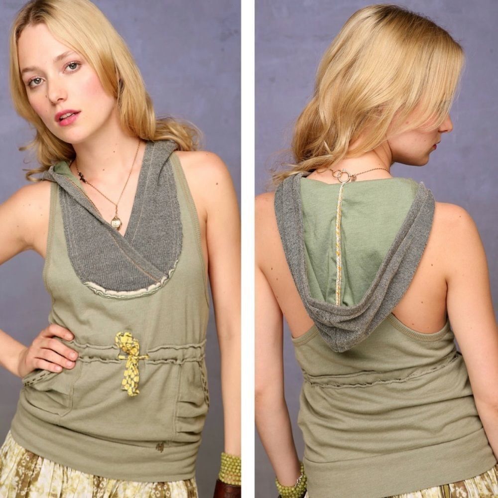 Free People Waist Tie Sleeveless Hoodie Top EUC XS